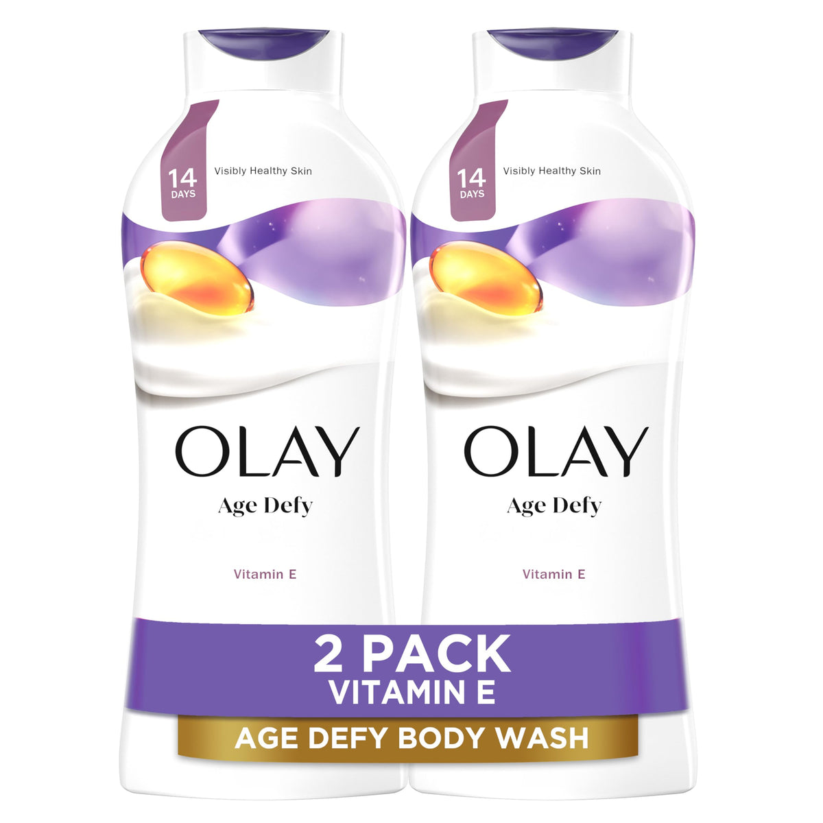 Olay Age Defying Body Wash with Vitamin E & B3 Complex - Moisturizing & Visibly Smooth Skin - 22 Fl Oz (Pack of 2)
