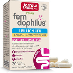 Jarrow Formulas Fem-Dophilus Probiotics 1 Billion CFU With 2 Science-Backed Strains, Dietary Supplement for Vaginal and Urinary Tract Support, 30 Veggie Capsules, Up to a 30 Day Supply, Shelf-Stable
