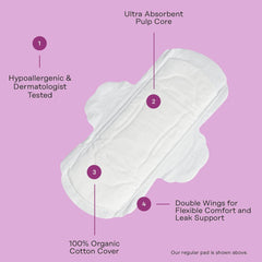 The Honey Pot Company - Sanitary Pads for Women - Non-Herbal Regular Flow w/Wings - Organic Cotton Cover & Ultra-Absorbent Pulp Core - Feminine Care - FSA & HSA Eligible - 20 ct