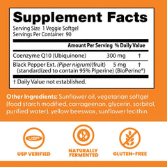 Doctor's Best High Absorption CoQ10 with BioPerine, Heart Health & Energy Production, Naturally Fermented, Vegetarian, Gluten Free, 300 mg, 90 Veggie Softgels