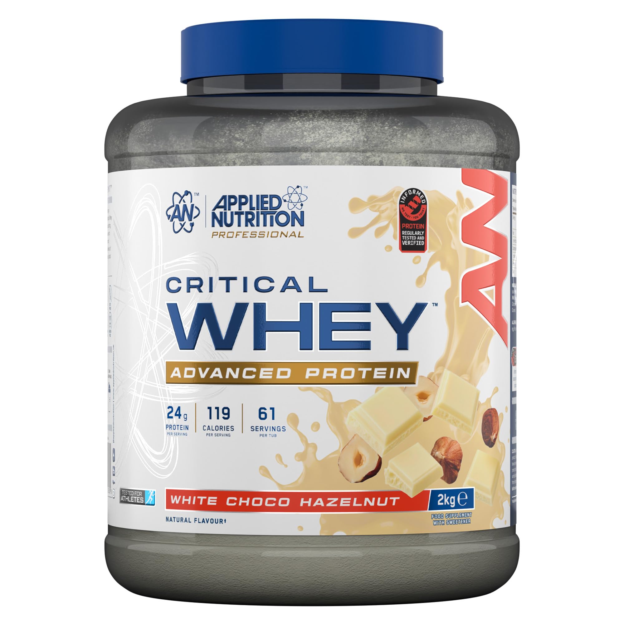 Applied Nutrition Critical Whey Protein Powder 2kg - High Protein, BCAAs & Glutamine - Muscle Building, Recovery & Lean Growth - White Choco Bueno