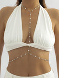 Beach Rhinestone Bra Chain Body Jewelry for Women - Gold & Silver