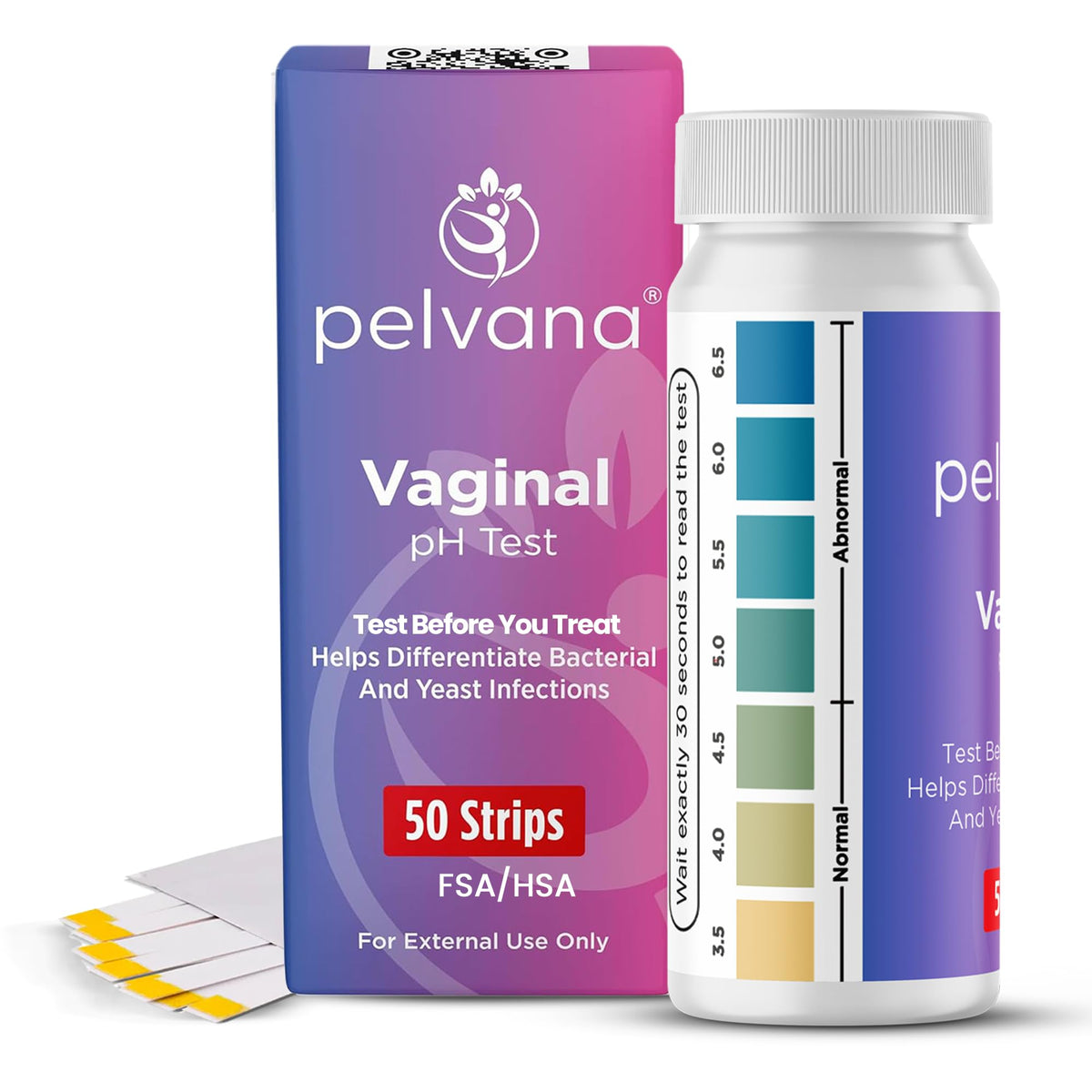 Pelvana pH Test Strips for Women - Monitor Intimate Health, 50 Count