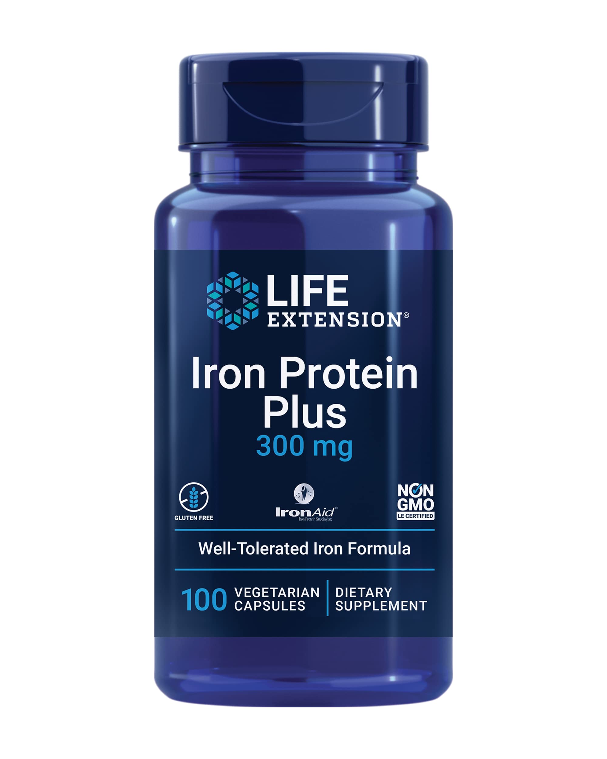 Life Extension Iron Protein Plus 300 mg - Gentle Iron Supplement 100 Capsules