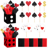 2 Set Casino Theme Party Decorations - 6x6x6 Inch Paper Poker Boxes with Centerpiece Sticks
