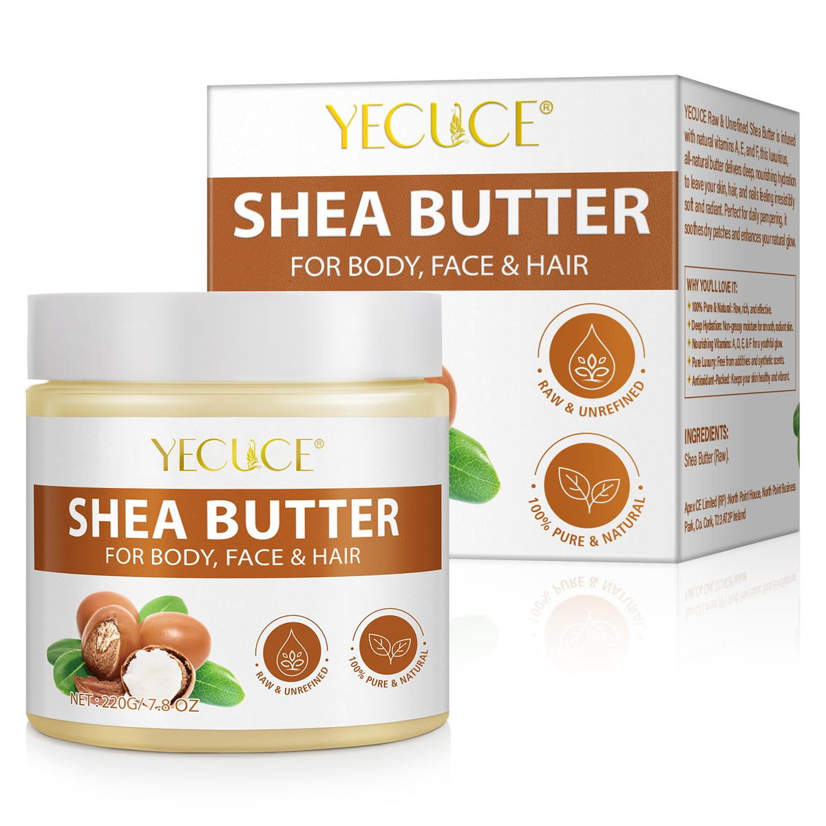 100% Pure Shea Butter - 220g Deep Moisturizing Body Butter