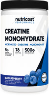 Nutricost Creatine Monohydrate Powder - Blue Raspberry, 500g for Enhanced Performance