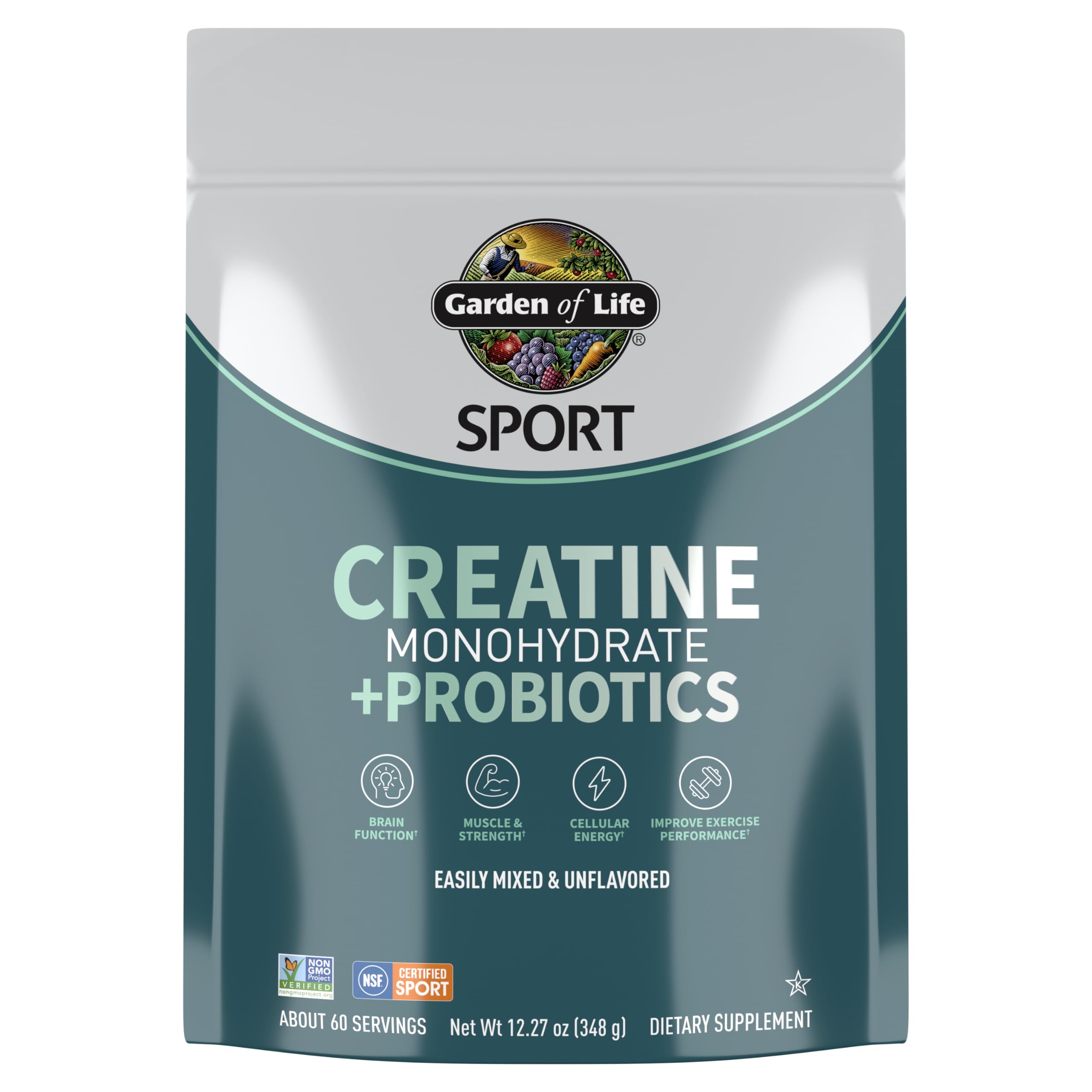 Garden of Life Creatine Monohydrate Powder with Probiotics (60 Servings)