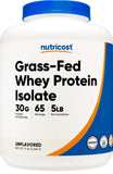 Nutricost Grass-Fed Whey Protein Isolate - Unflavored - rBGH Free - 5lb