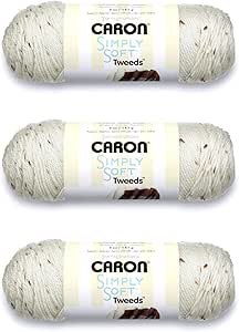 "Caron Simply Soft Yarn (Off-White 3-Pack) - Soft & Smooth Acrylic Yarn for Knitting & Crochet"