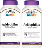 <think>
Okay, so I need to create an ALT text for this product image. The product is 21st Century Acidophilus Probiotic Blend Capsules, 150-Count from Herbiflix. The tags include things like Acidophilus Probiotic, Digestive Enzymes, Gut Flora, etc. 

First, I should focus on what the image actually shows