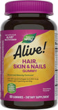 Natures Way Alive Hair Skin Nail Advanced Beauty Formula 60 Strawberry Flavored Gummies