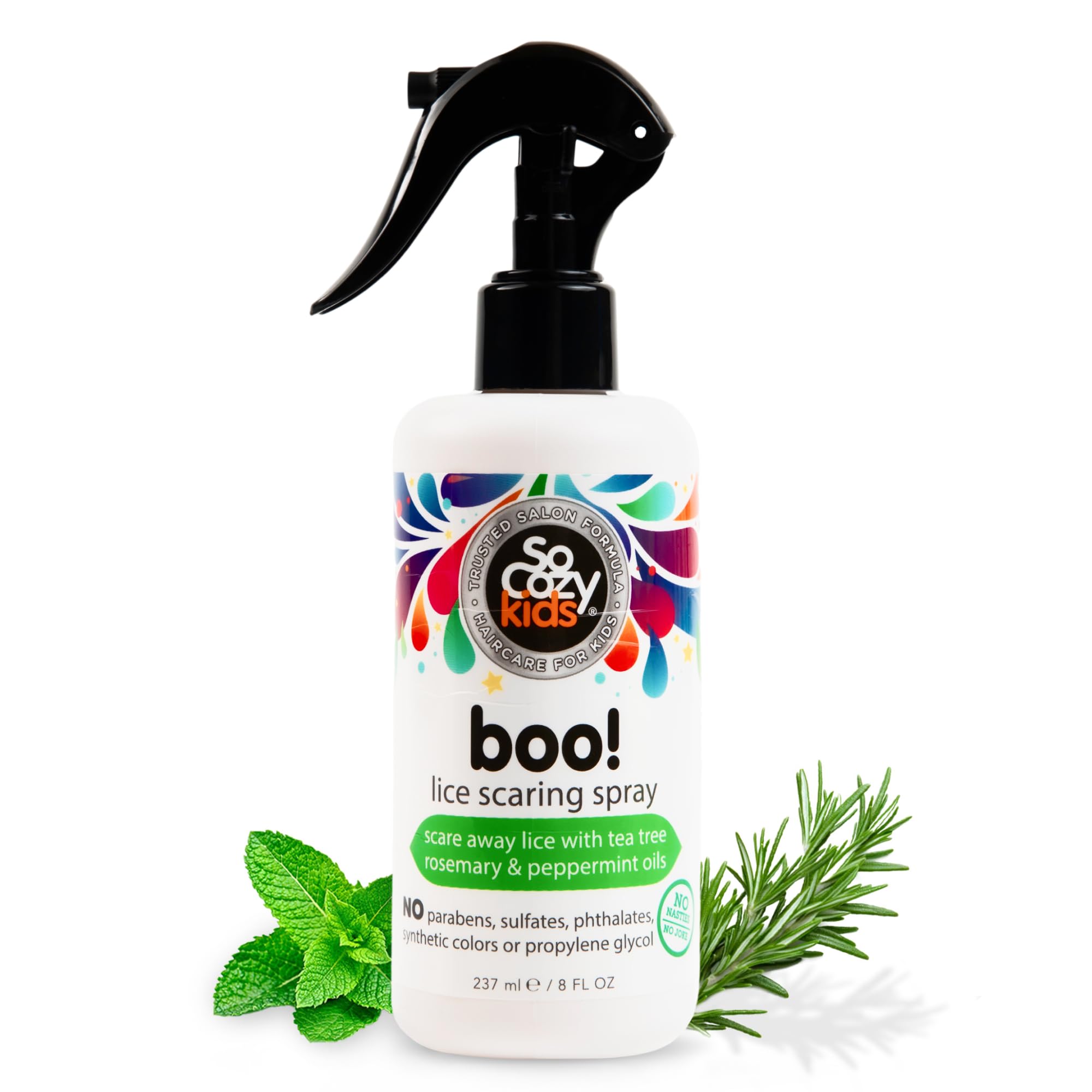 SoCozy Boo! Lice Scaring Spray for Kids Hair - No Parabens or Sulfates