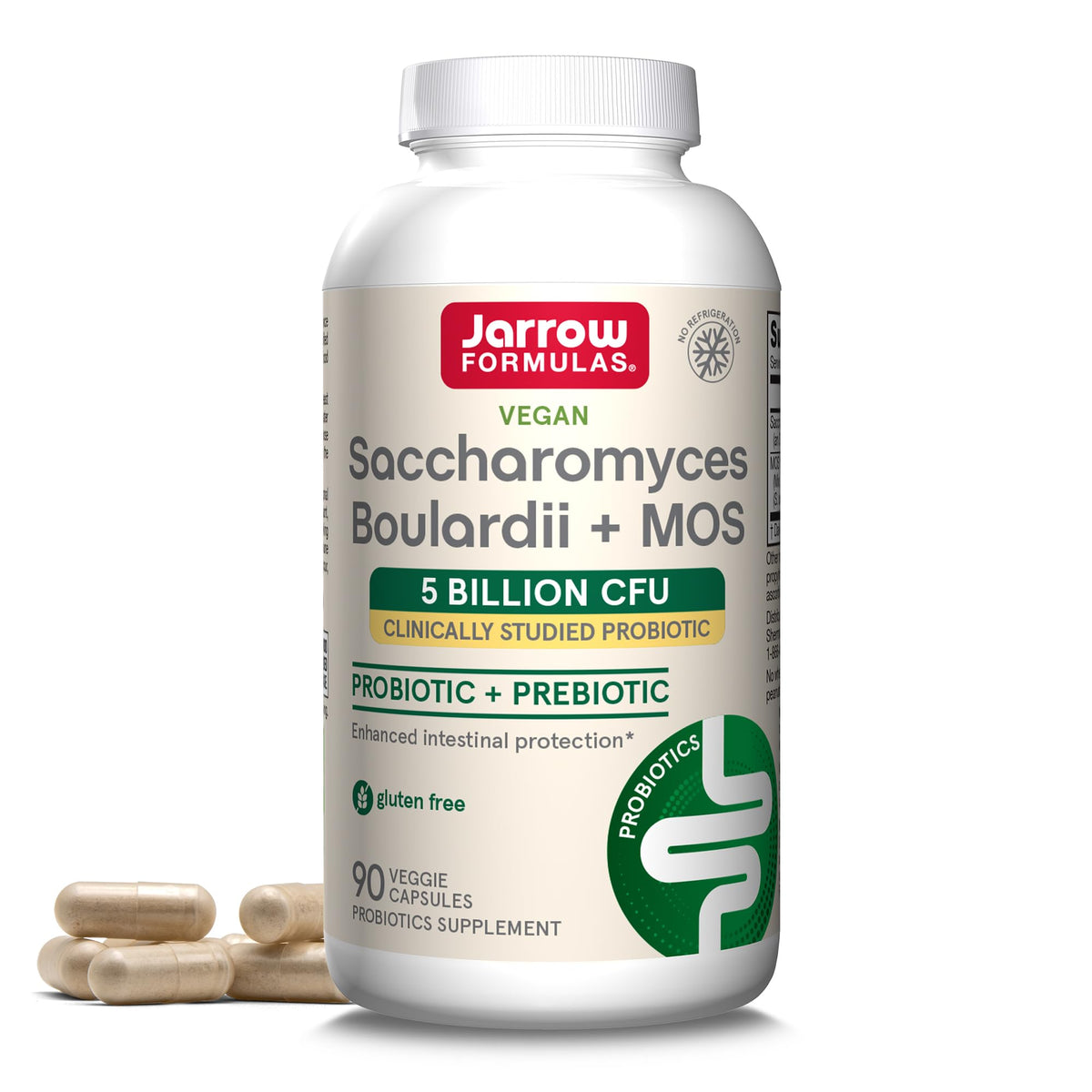 Jarrow Formulas Saccharomyces Boulardii & MOS - 5 Billion CFU, 90 Veggie Caps - Gut Health