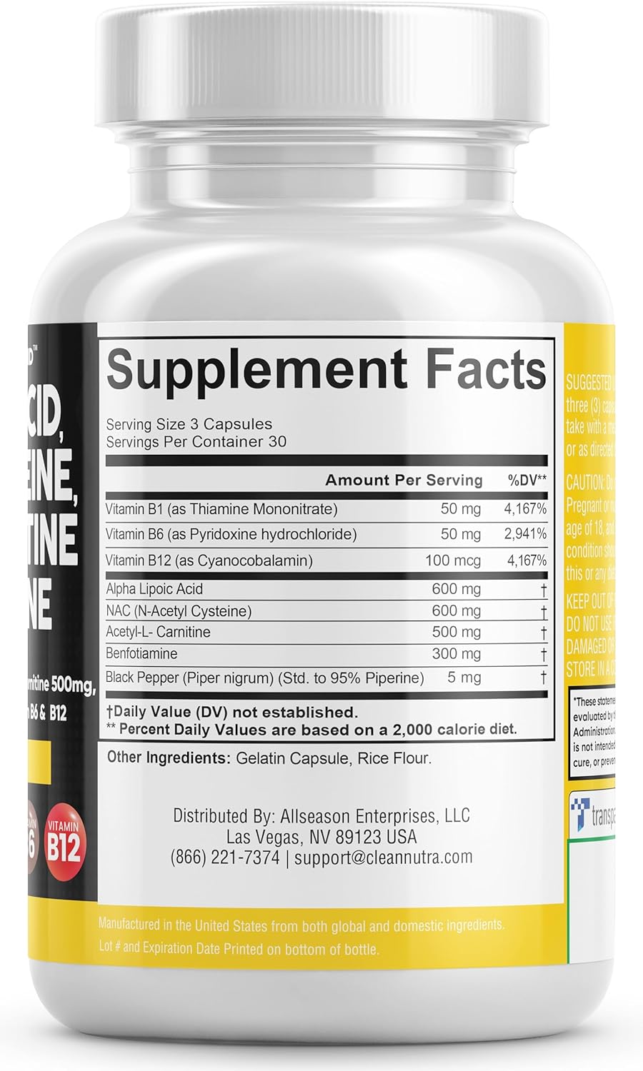 مكمل Alpha Lipoic Acid لدعم صحة الأعصاب.