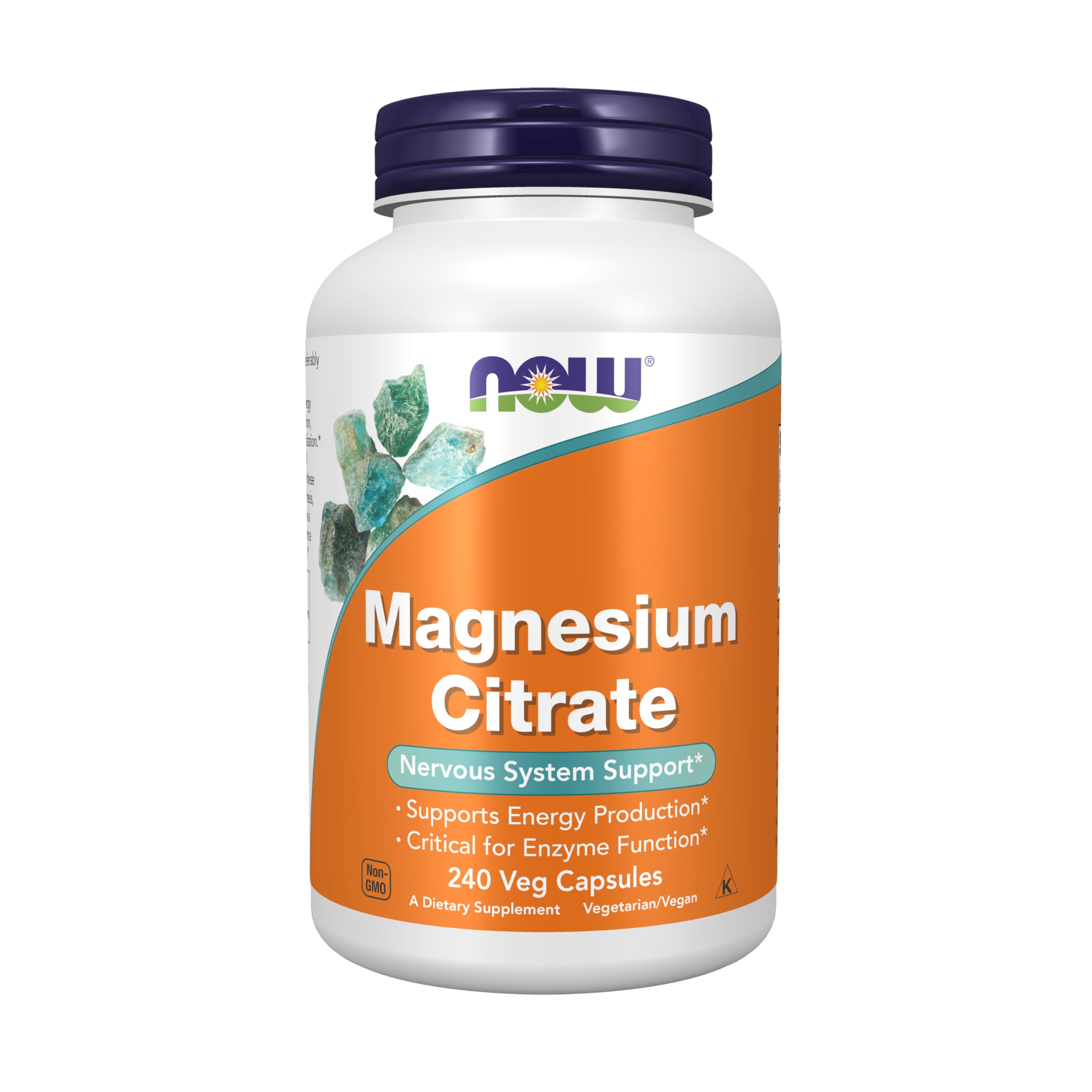 NOW Foods Magnesium Citrate 240 Veg Capsules - High Absorption Formula for Sleep & Muscle Support