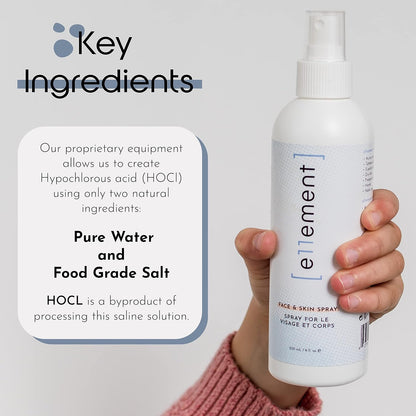 e11ement Hypochlorous Acid Cleanser for Adult and Teenage Acne & Eczema – Tattoo, Piercing & Post Procedure Aftercare – Post Workout Skin - Daily Toner, Dry Eye and Lash Spray (Medium 4 oz.)