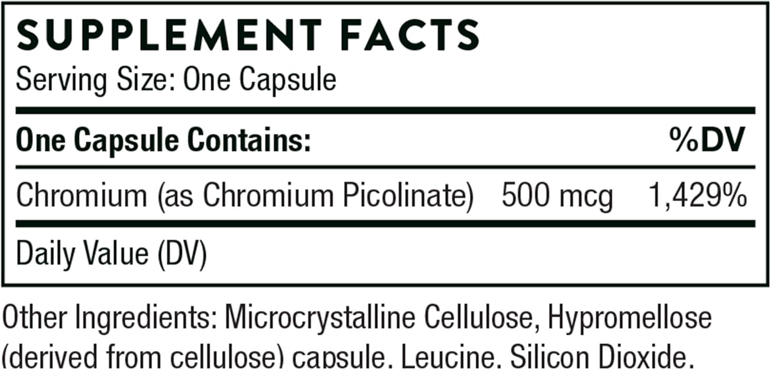 Thorne Chromium Picolinate - 500mcg Chromium - 60 Capsules