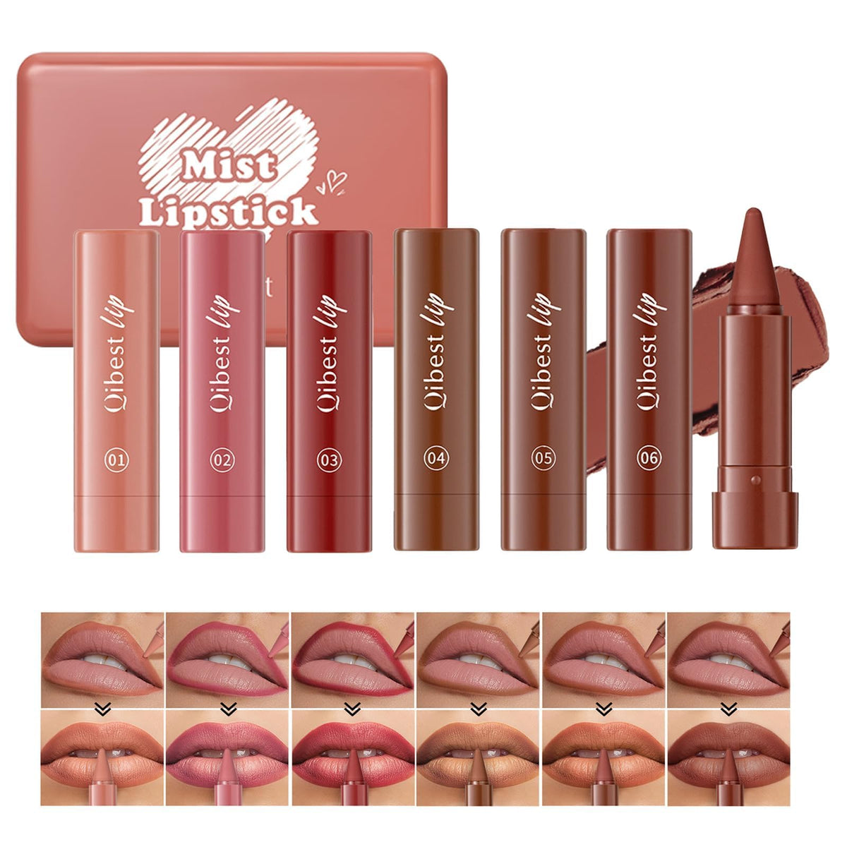 YOOJ® 6 Colors 2-in-1 Gradient Lip Liner & Lipstick Set - Matte Velvet Long-Lasting Lip Makeup