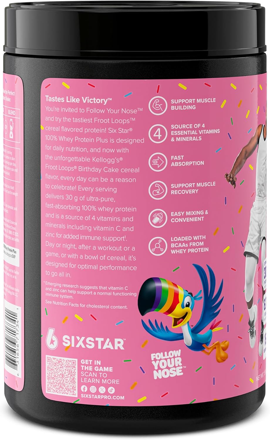 Six Star Whey Protein Powder Plus | Muscle Building & Recovery Plus Immune Support | Muscle Builder for Men & Women | Kellogg’s Froot Loops Birthday Cake Flavor | 1.5lb