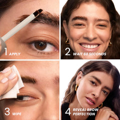 صبغة الحواجب Wonderskin - قناع Wonder Blading Brow Stain &amp; Go، صبغة حواجب تدوم طويلاً، صبغة حواجب مقاومة للانتقال والتلطخ (بني داكن)