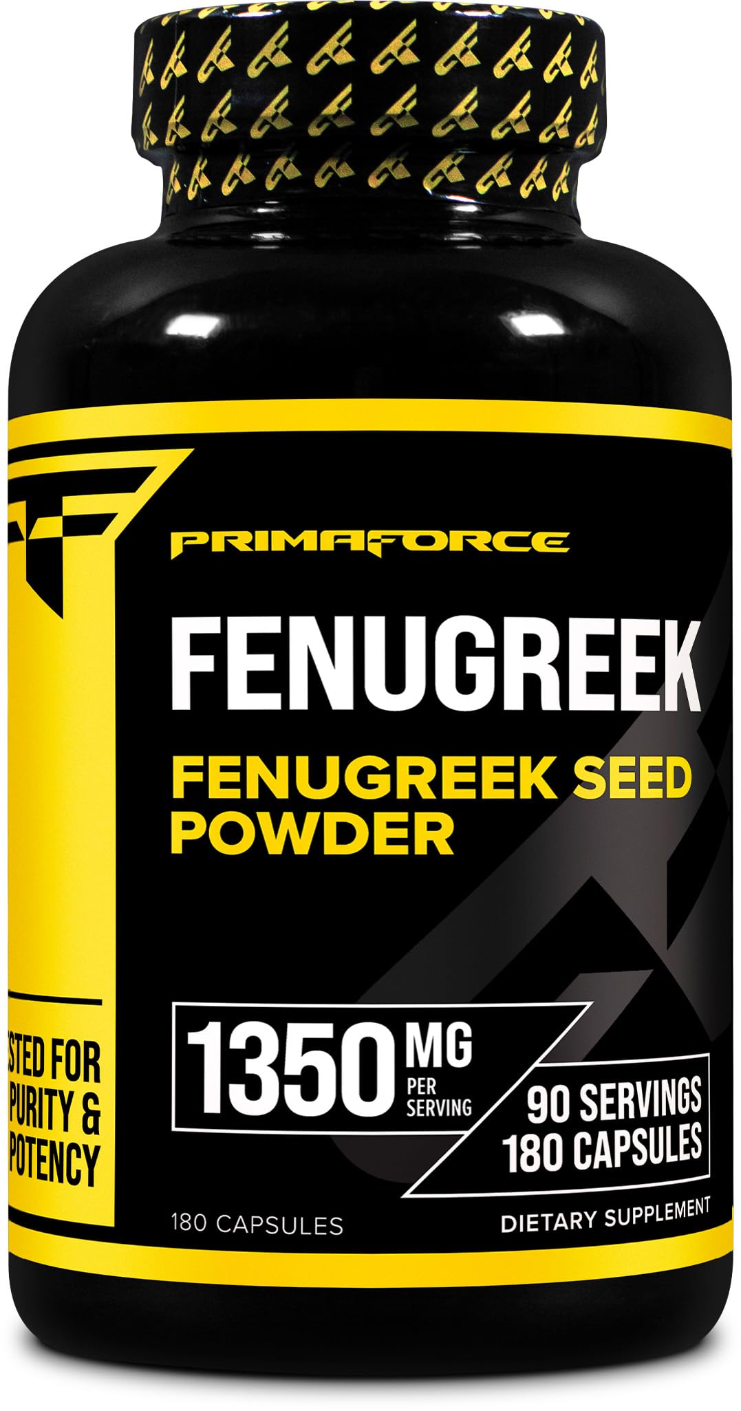 Primaforce Fenugreek Seed 1350mg Capsules - 180 Count Non-GMO Herbal for Men & Women Wellness