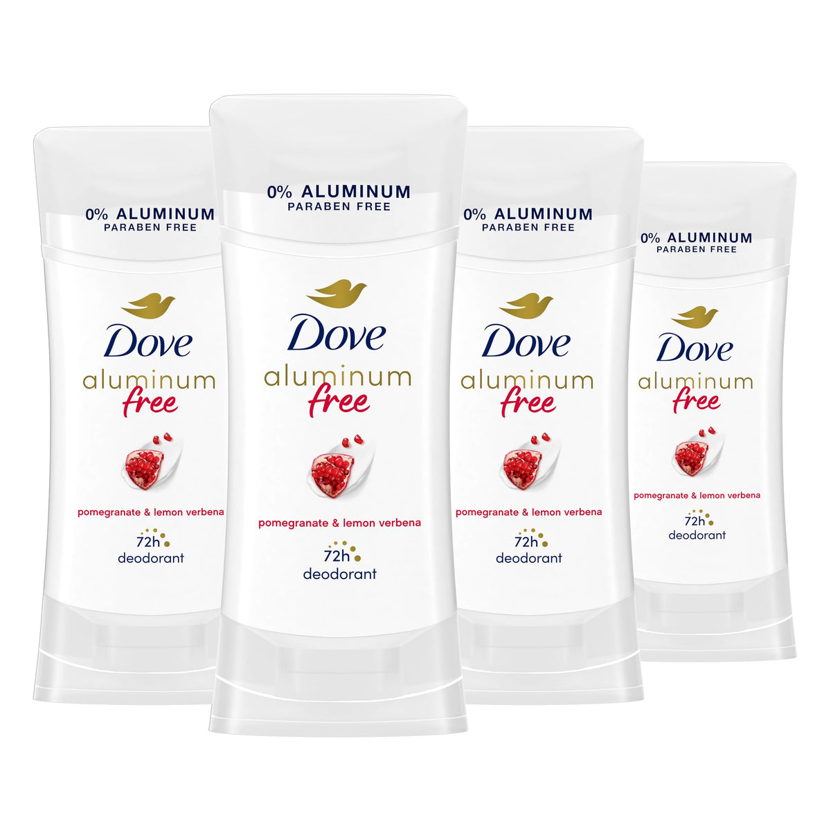 Dove 0% Aluminum Deodorant - Pomegranate + Lemon Verbena, 24H Odor Protection, 2.6 oz (Pack of 4)
