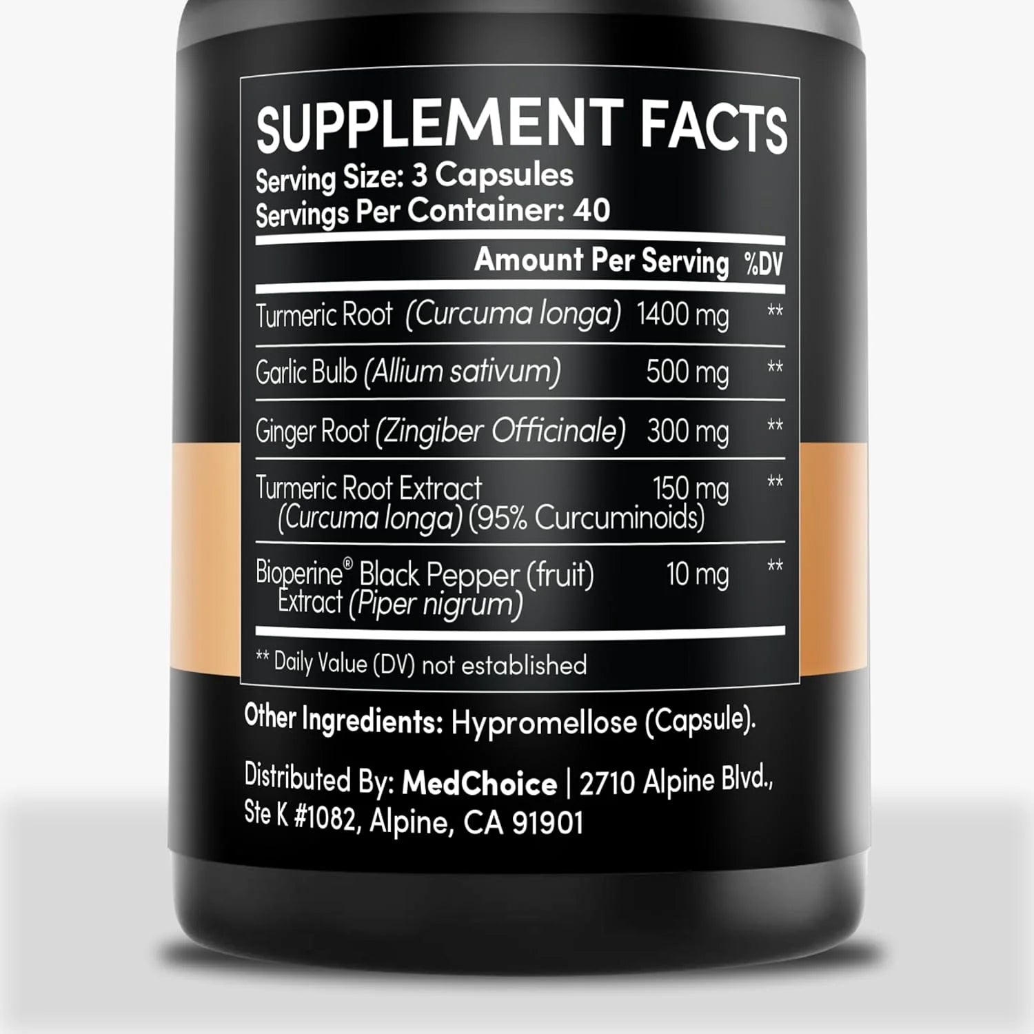<think>
Okay, so I need to create an ALT text for this product image. The product is a supplement called 4-in-1 Turmeric and Garlic Supplements with Bioperine 2360 mg Turmeric Ginger Root Capsules with Garlic for Joint, Digestion & Immune Support (120 ct) from Herbiflix. The tags include 120 capsules, bioperine, digestion,