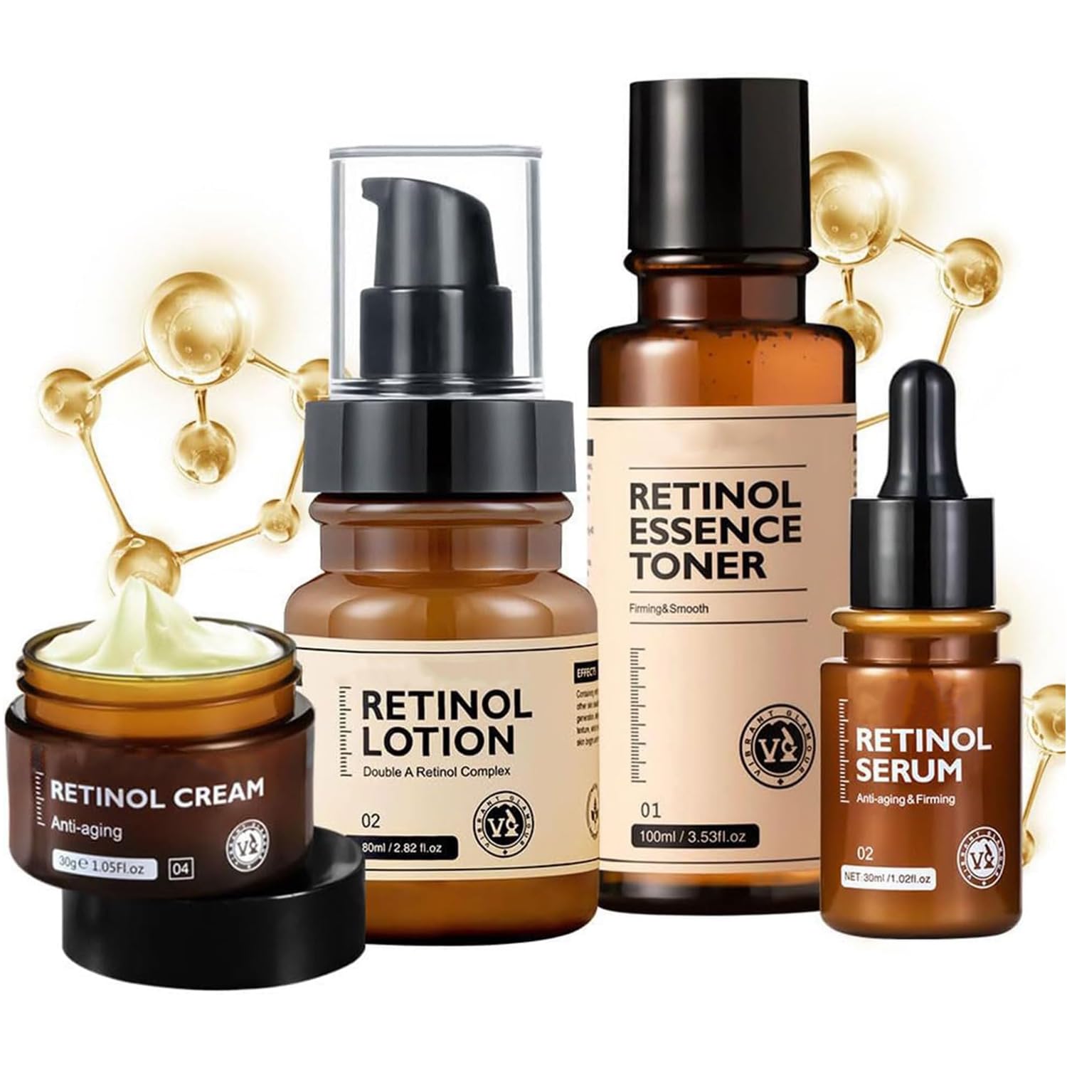 Anti-Aging Retinol Face Cream Set 4PCS - Complete Skincare Routine for Youthful Skin