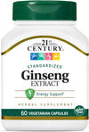 21st Century Ginseng Extract Veggie Capsules 60 Count | Adaptogen