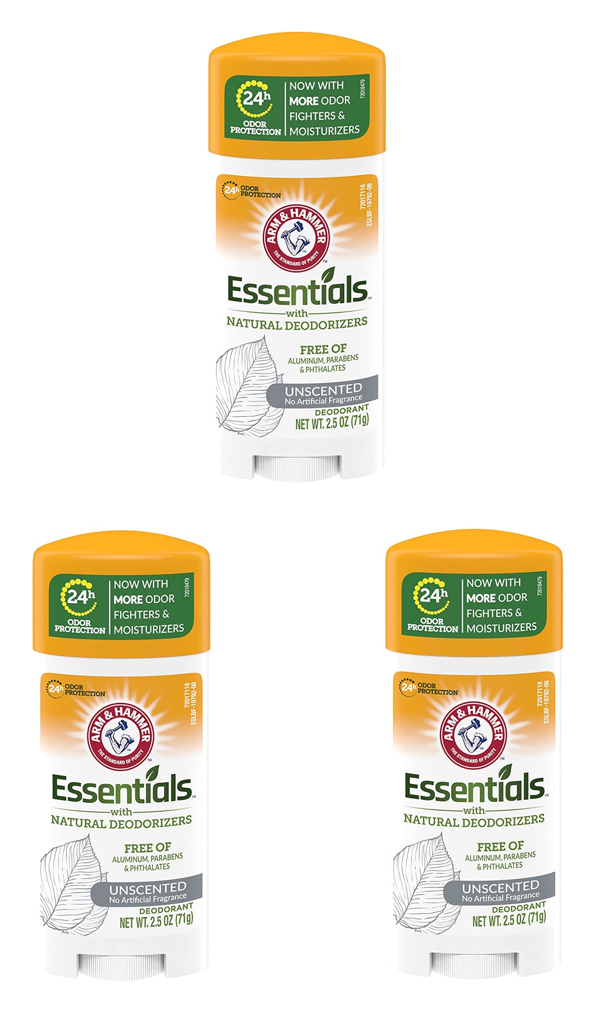 Arm & Hammer Deodorant Essentials Unscented - 2.5 oz (3 Pack)
