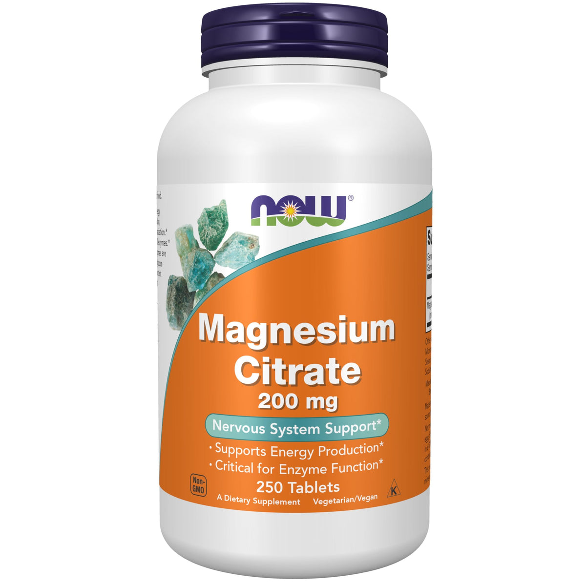 NOW Foods Magnesium Citrate 200mg - 250 Tablets for Muscle & Nerve Health