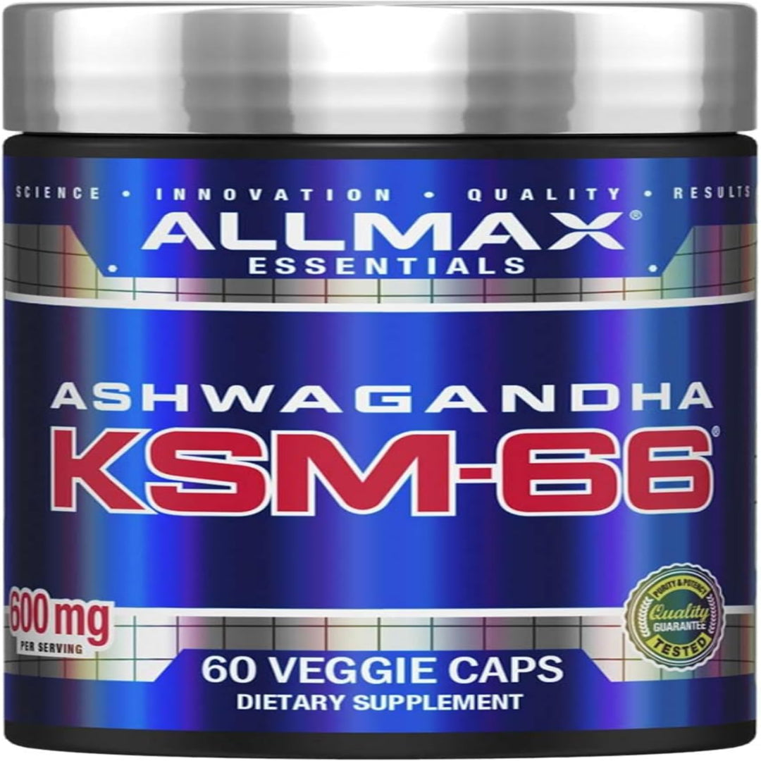 ALLMAX, Essentials, Ashwagandha KSM-66, 600 mg, 60 Veggie Caps (300 mg per Capsule)