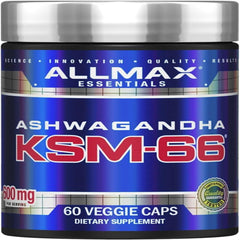 ALLMAX, Essentials, Ashwagandha KSM-66, 600 mg, 60 Veggie Caps (300 mg per Capsule)