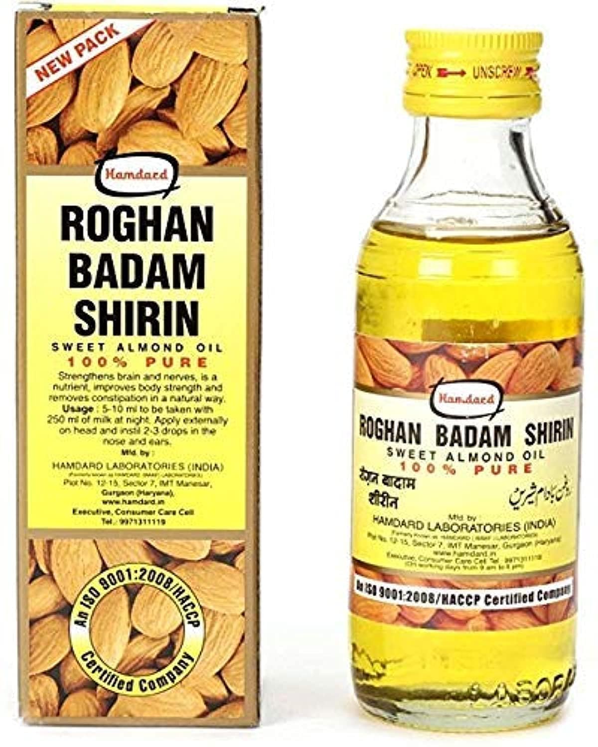 Hamdard Roghan Badam Shirin - Pure Sweet Almond Oil 50ml (Pack of 4)