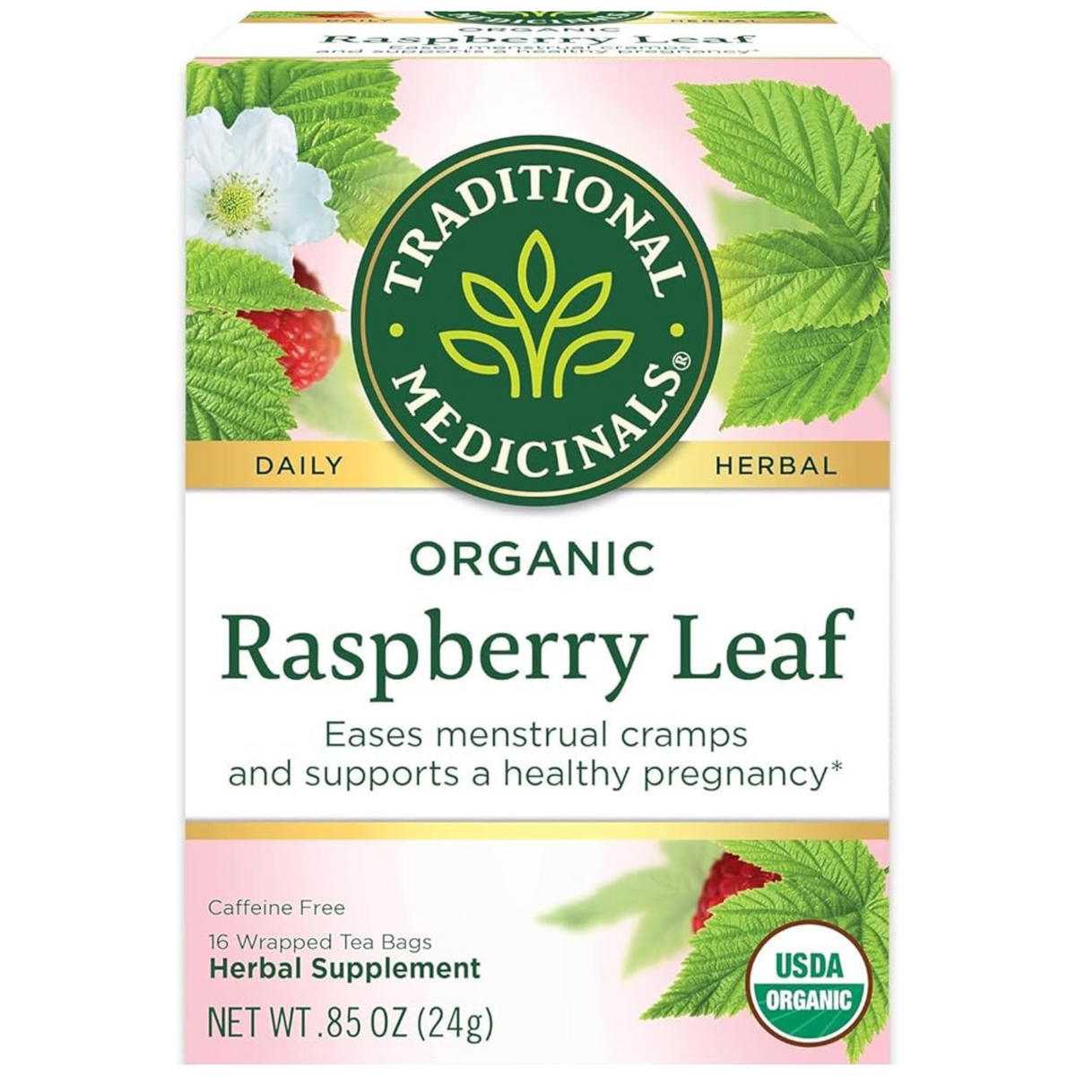 شاي أوراق التوت البري العضوي من شركة Traditional Medicinals، 16 كيسًا