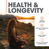 Genius Mushroom supplement: Lions Mane, Cordyceps, and Reishi for immune and brain health.