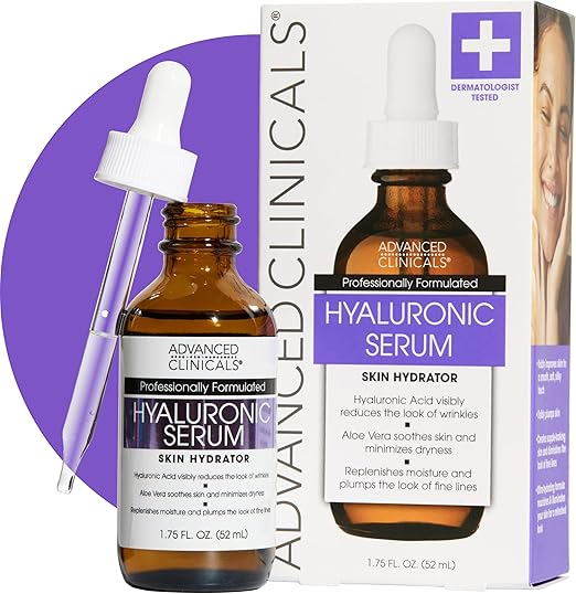 Advanced Clinicals Hyaluronic Acid Serum – Hydrates, Plumps & Reduces Wrinkles