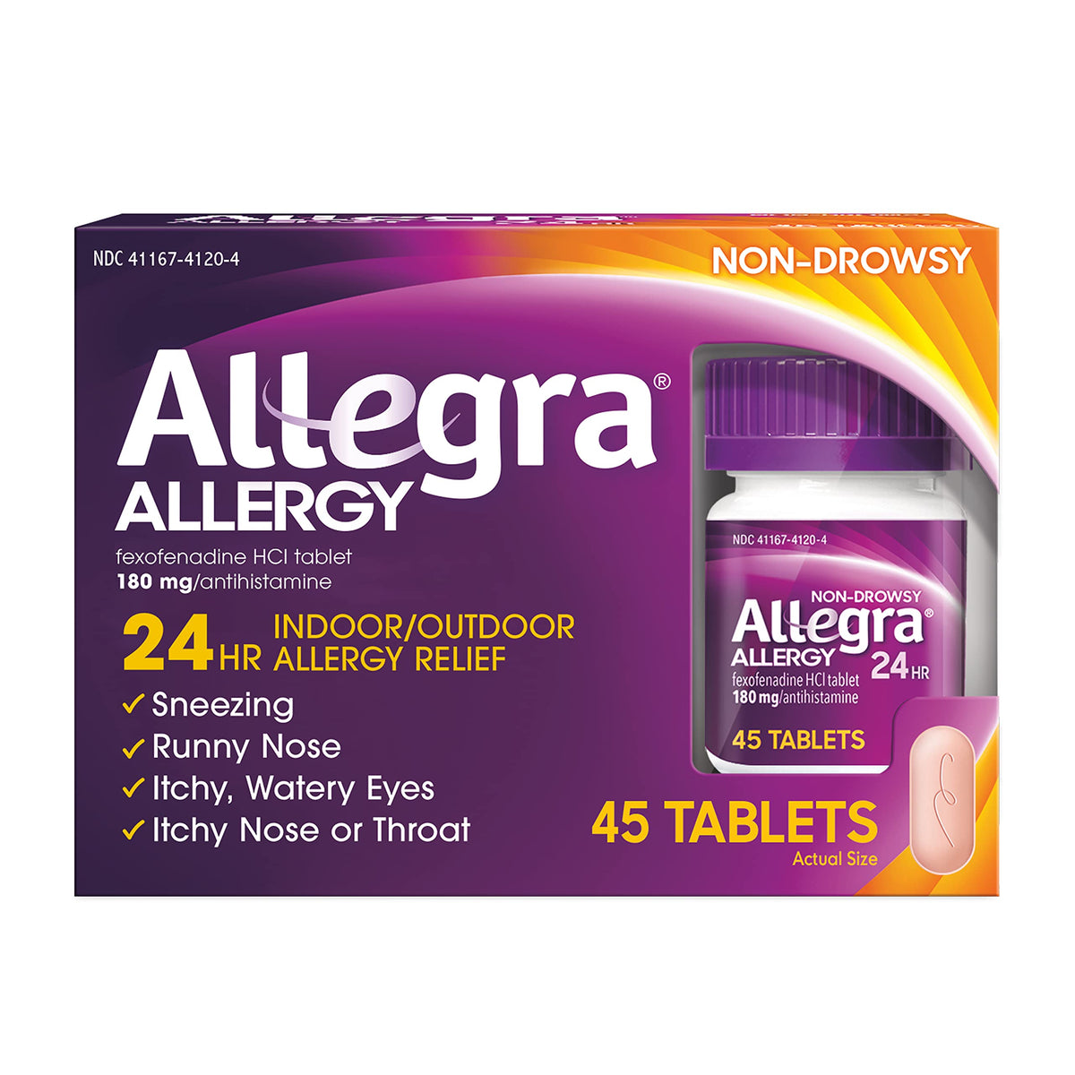 Allegra Adult 24 Hour Allergy Relief Tablets - 45 Count Fast-Acting Antihistamine