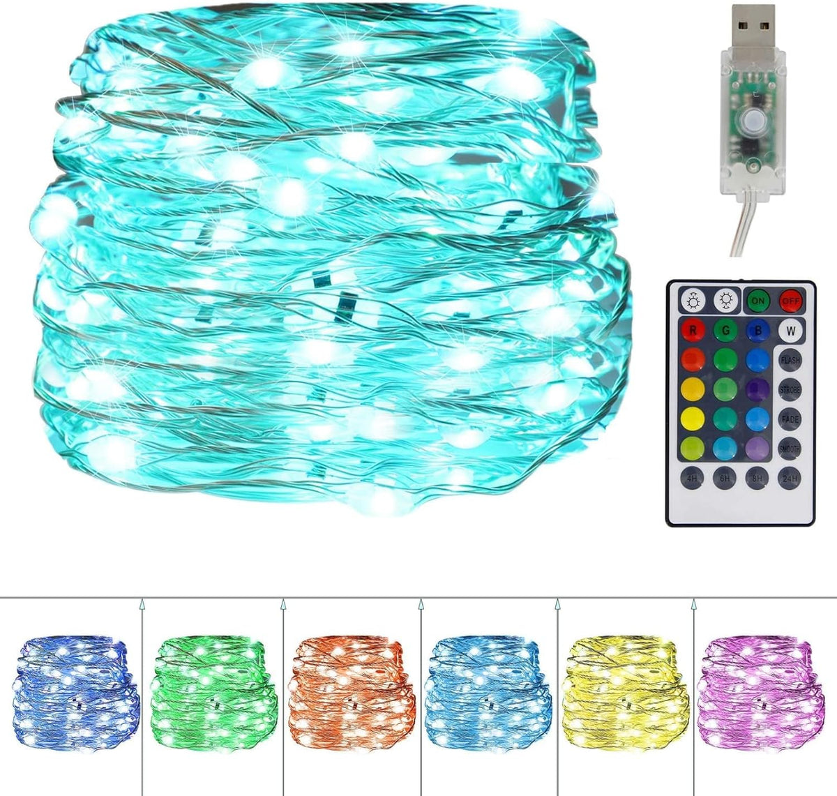 Fairy String Lights 10m - 100 LED Rainbow Twinkle Lights with Timer & Remote Control for Bedroom, Wedding, Christmas, Halloween, Party Decor