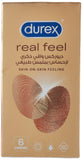 Durex Real Feel Condoms 6-Pack - Ultra-Thin for Natural Sensation & Intimate Comfort