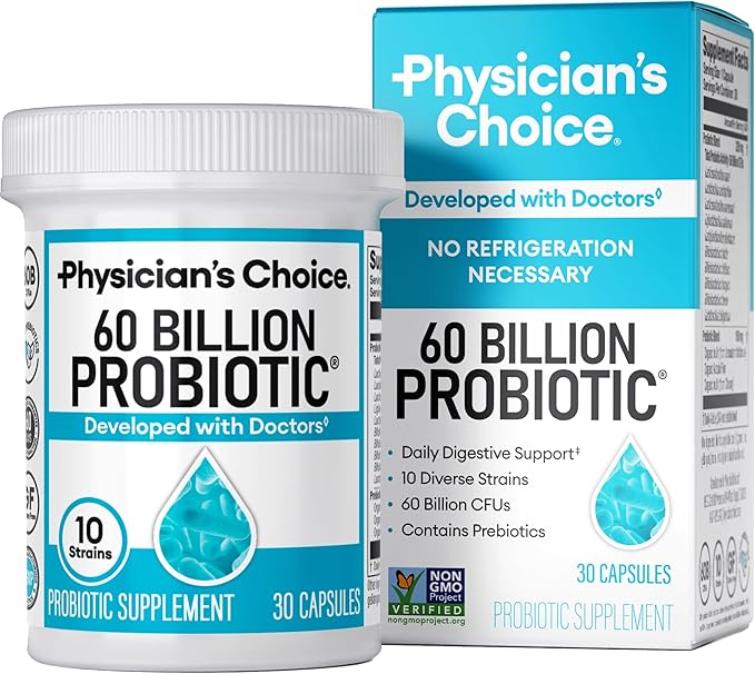 Physician's Choice 60 Billion CFU Probiotic Supplement - Natural Shelf Stable Capsules