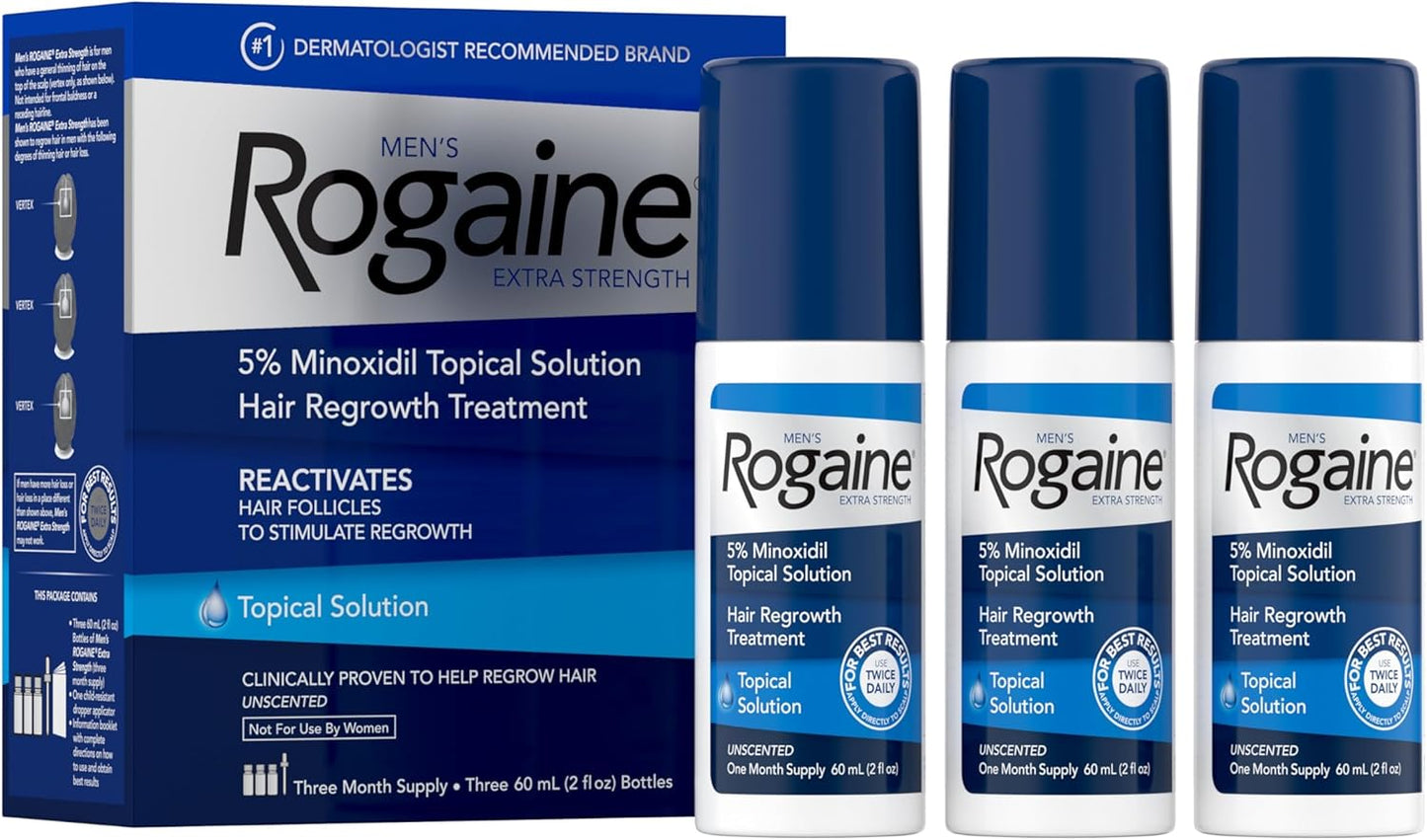 Rogaine men's extra strength solution, 2 oz (pack of 3)