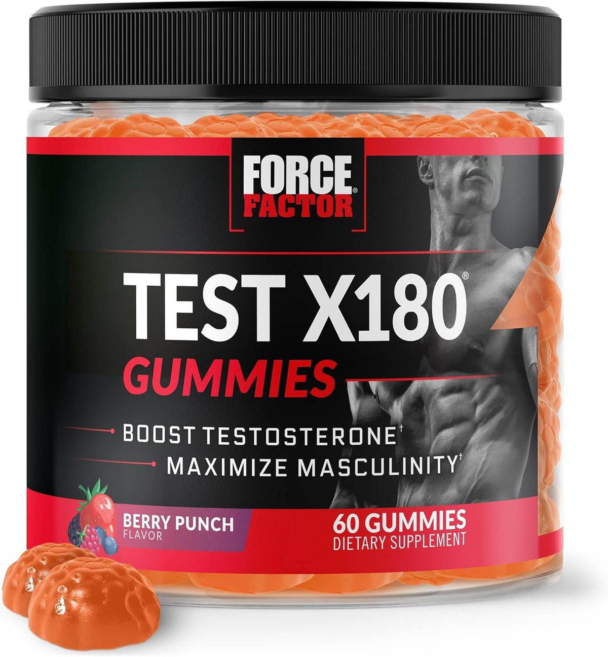 مكمل TEST X180 للرجال - غummies مع تونكات علي وعرق السوس لتعزيز الاندروجين والطاقة