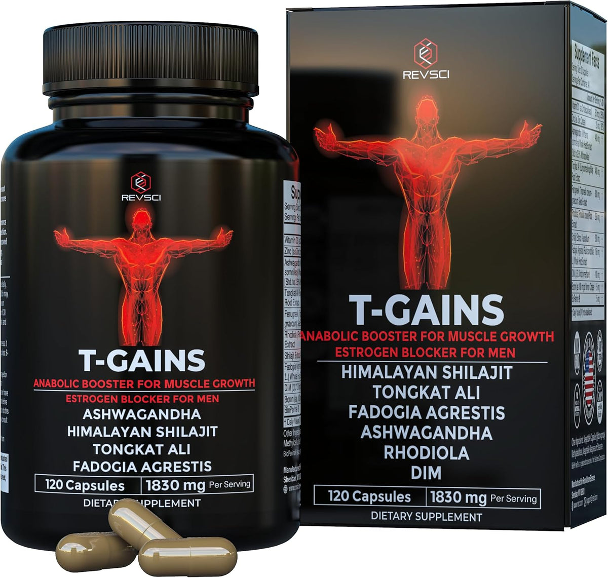 Total GAINS Anabolic Booster & Muscle Builder for Men, Estrogen Blocker & Testosterone Support, 120 Count