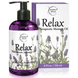 Brookethorne Naturals Relax Therapeutic Body Massage Oil 8oz - Sore Muscle Relief
