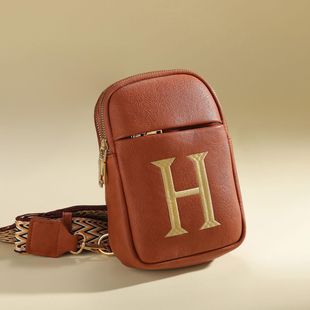 Women's Small Initial Leather Crossbody Bag - Personalized Gift