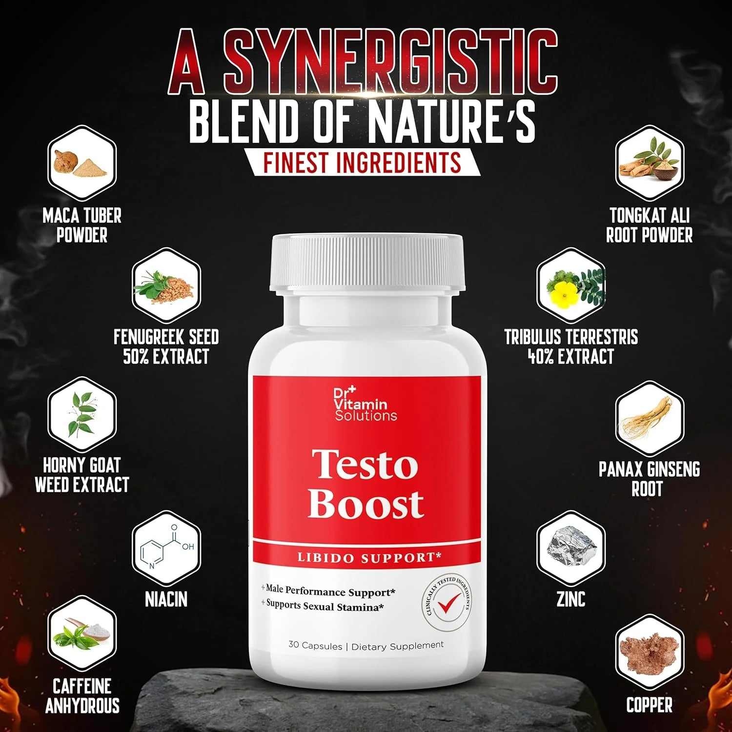 مكمل Testo Boost لتعزيز التستوستيرون والقوة.