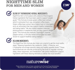 Naturewise Nighttime Fitness Support Supplement & Natural Sleep Aid with Cayenne Extract, Green Coffee Bean, GABA, L-Theanine - Vegetarian, Non-GMO - 60 Capsules[1-Month Supply]
