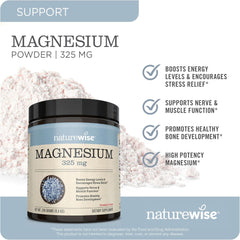 NatureWise Magnesium Citrate Powder 325 mg - for Sleep Support + Calm + Muscle & Bone Health - Strawberry Lemonade Flavor - Non-GMO, Gluten-Free - 60 Servings[2-Month Supply]